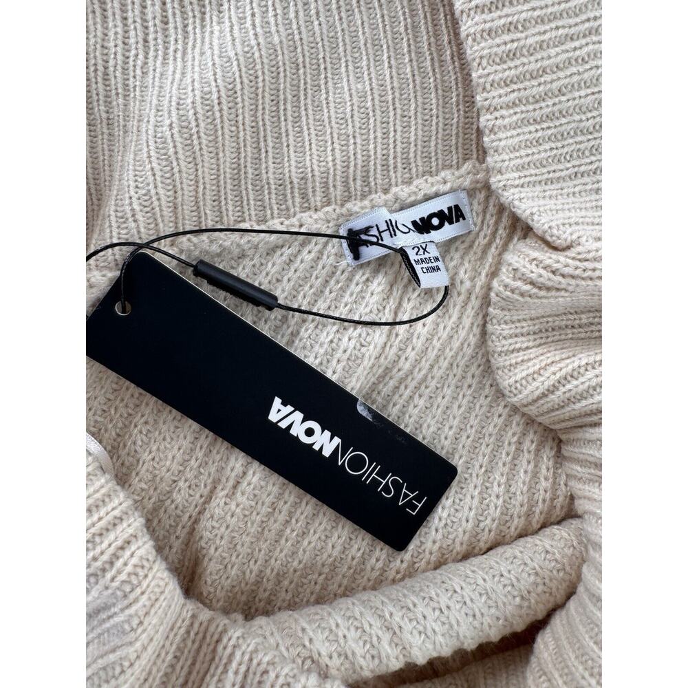 Fashion Nova Sweater Dress Plus Sz 2X One Shoulder Sexy Grunge Distressed Club - Picture 13 of 16